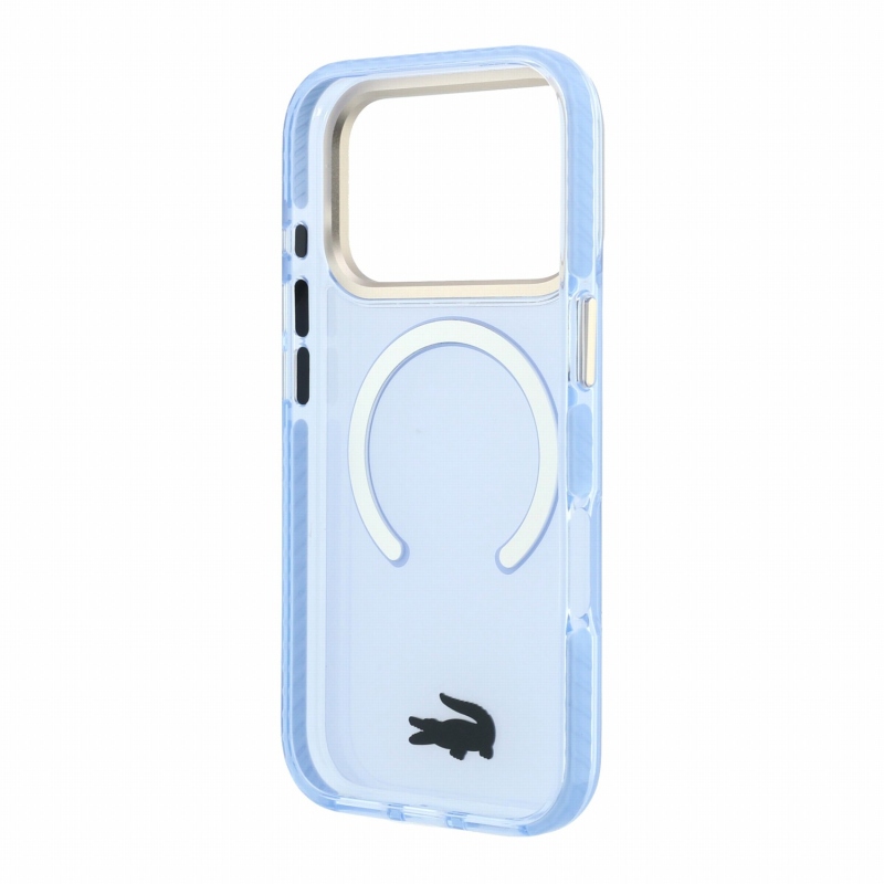 Lacoste IML Shockproof Petit Pique Gold Logo MagSafe Zadní Kryt pro iPhone 18 Pro Blue