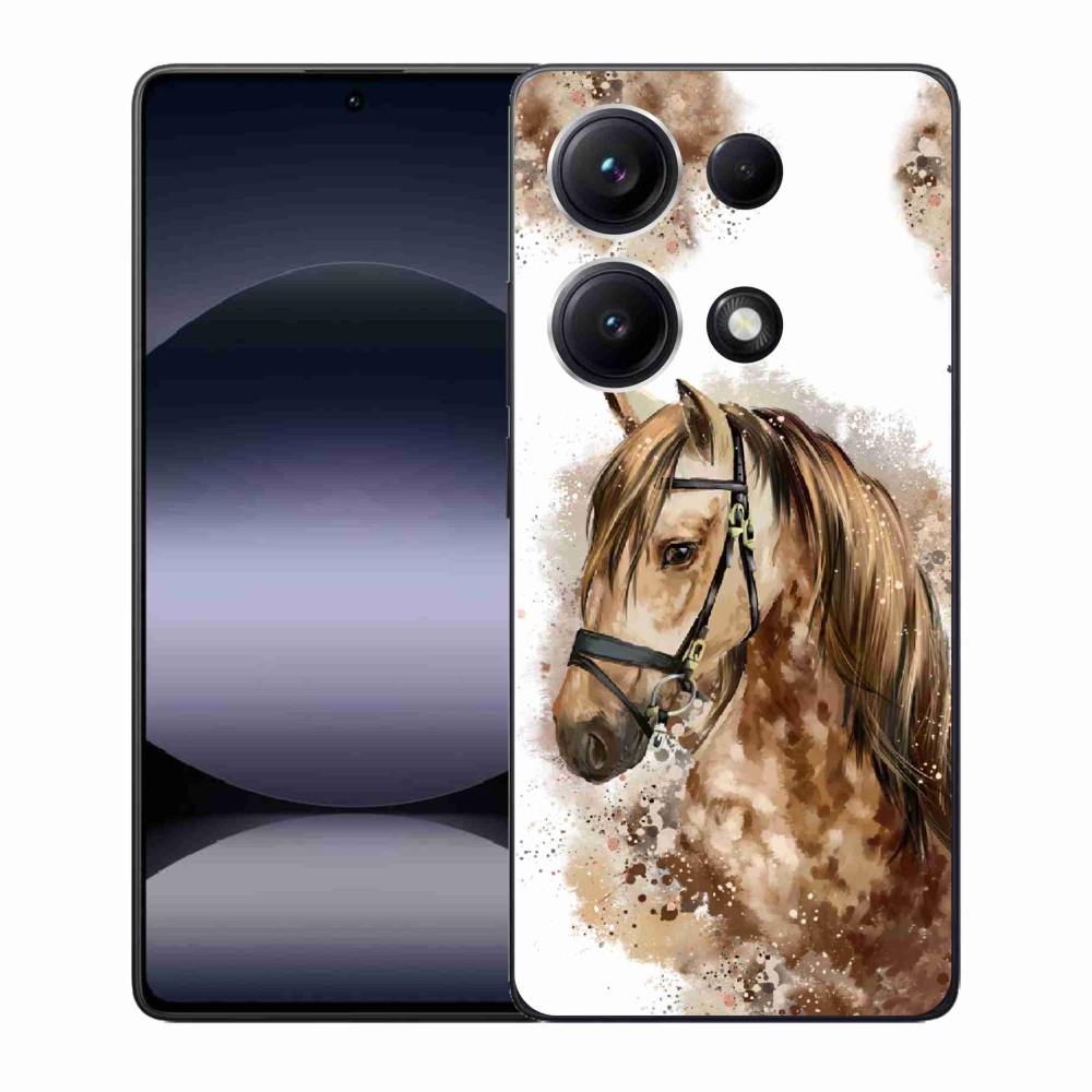 Gelový kryt mmCase na Xiaomi Redmi Note 14S - hnědý kreslený kůň