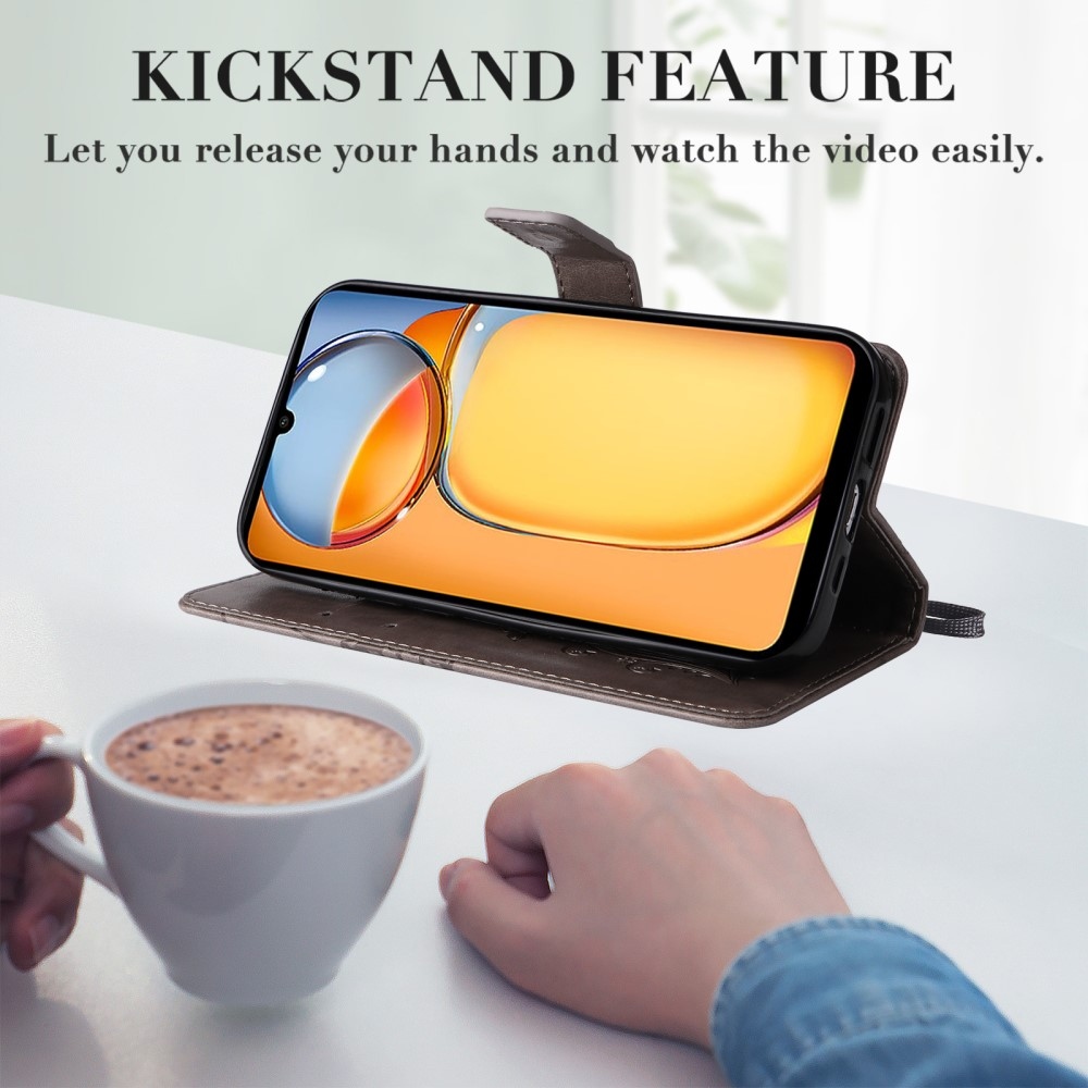 Big Butterfly knížkové pouzdro na Xiaomi Poco C65/Redmi 13C - šedé