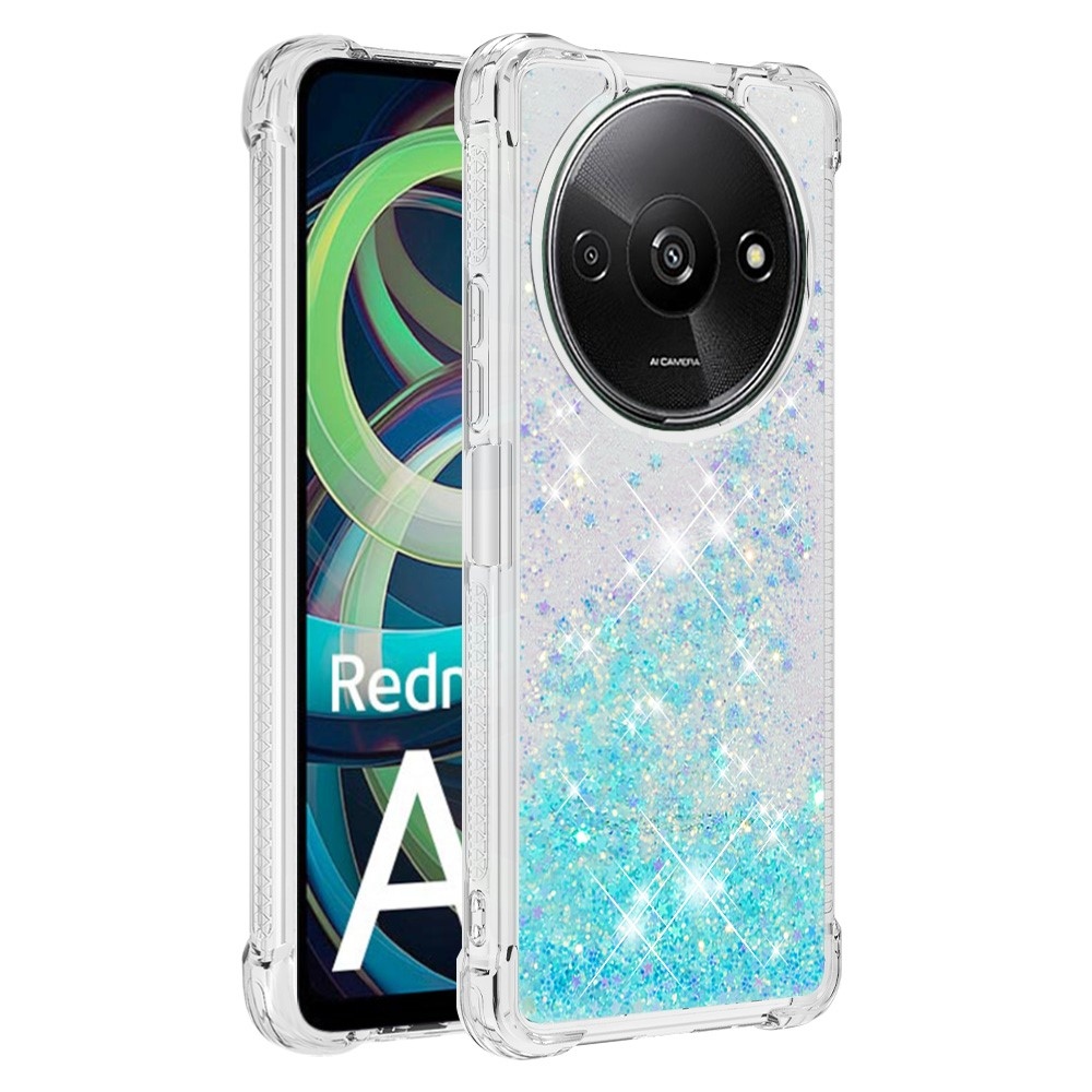Glitter gelový přesýpací obal na Xiaomi Redmi A3 - modrý/hvězdičky
