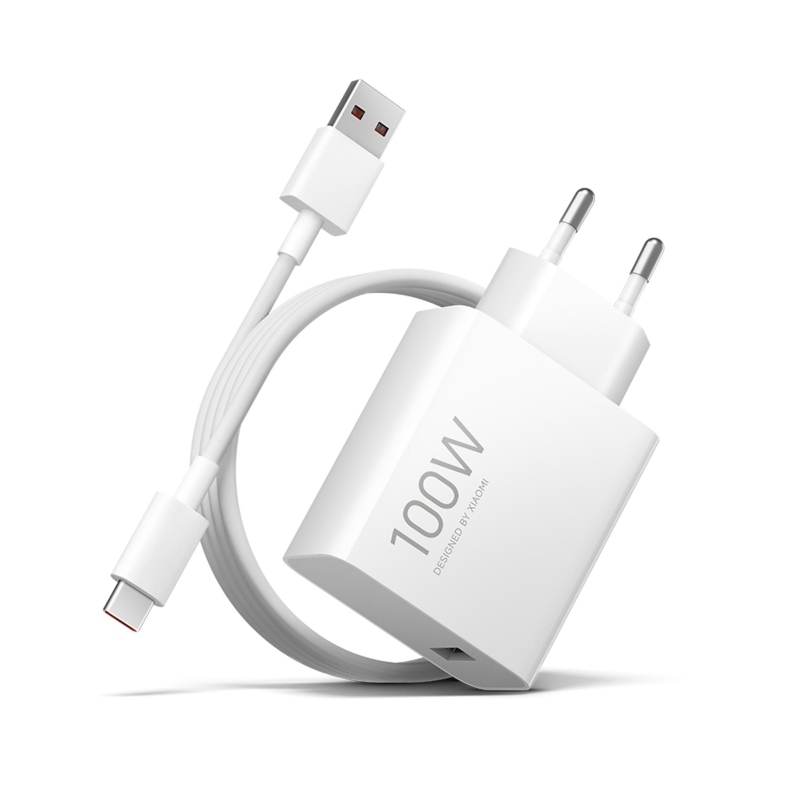 Xiaomi MDY-19-ER USB-A 100W Cestovní Nabíječka + USB-C 6A Datový Kabel White 