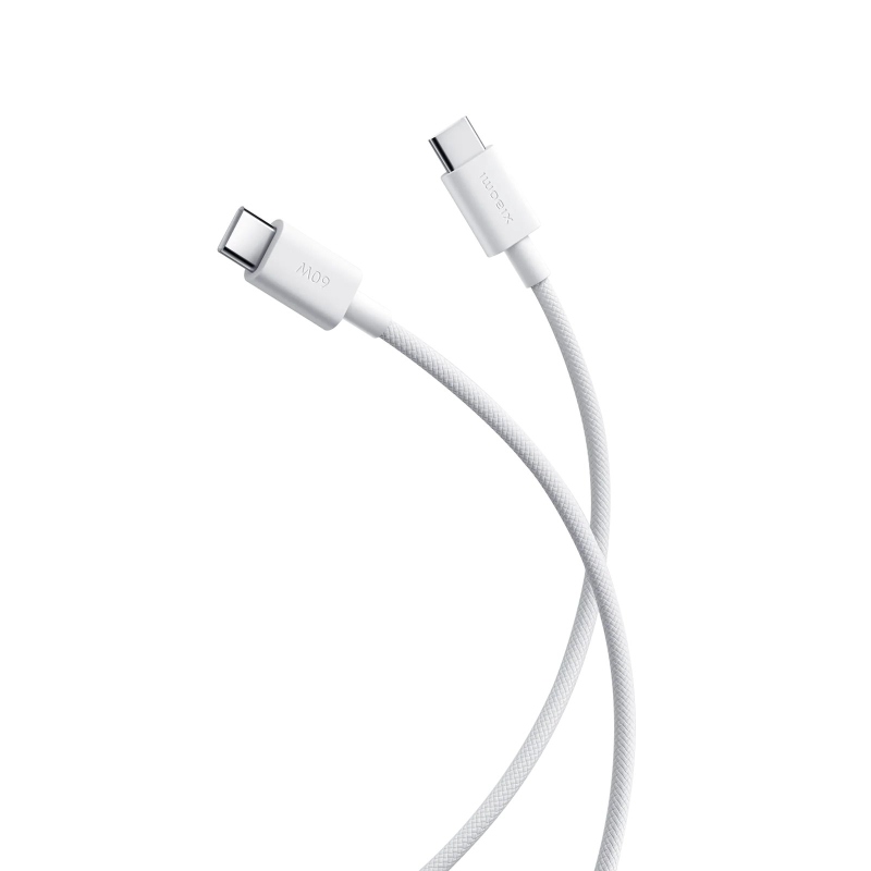 Xiaomi Original USB-C/USB-C Opletený Datový Kabel 3A 1m White