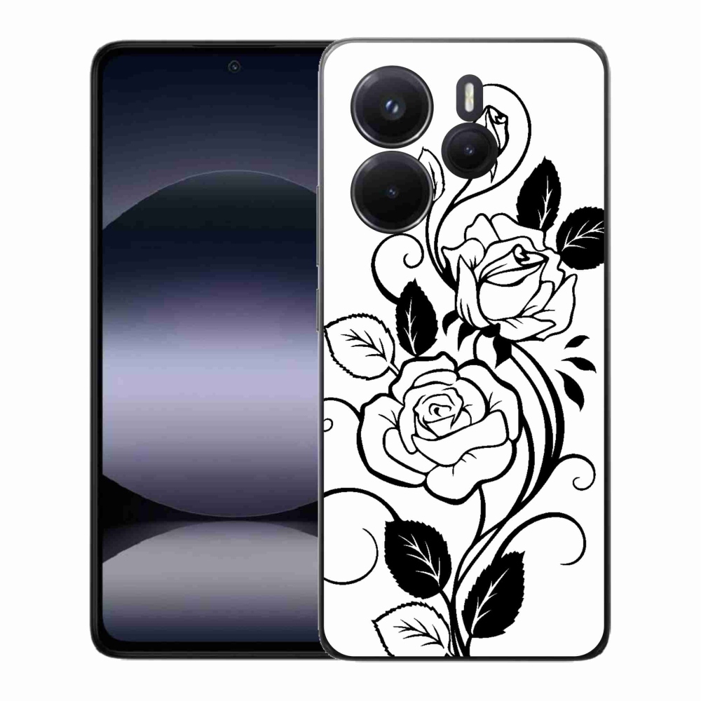 Gelový kryt mmCase na Xiaomi Redmi Note 14 - černobílá růže