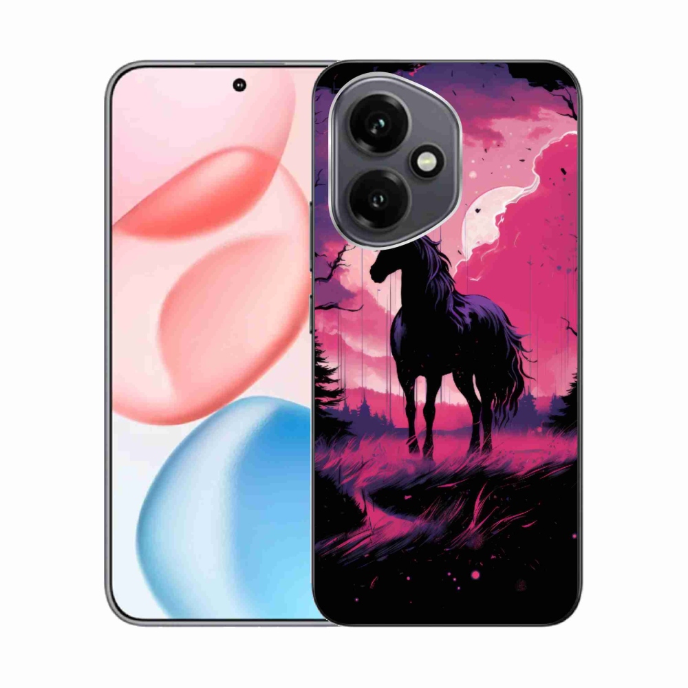 Gelový kryt mmCase na Honor 400 - černý kreslený kůň 1