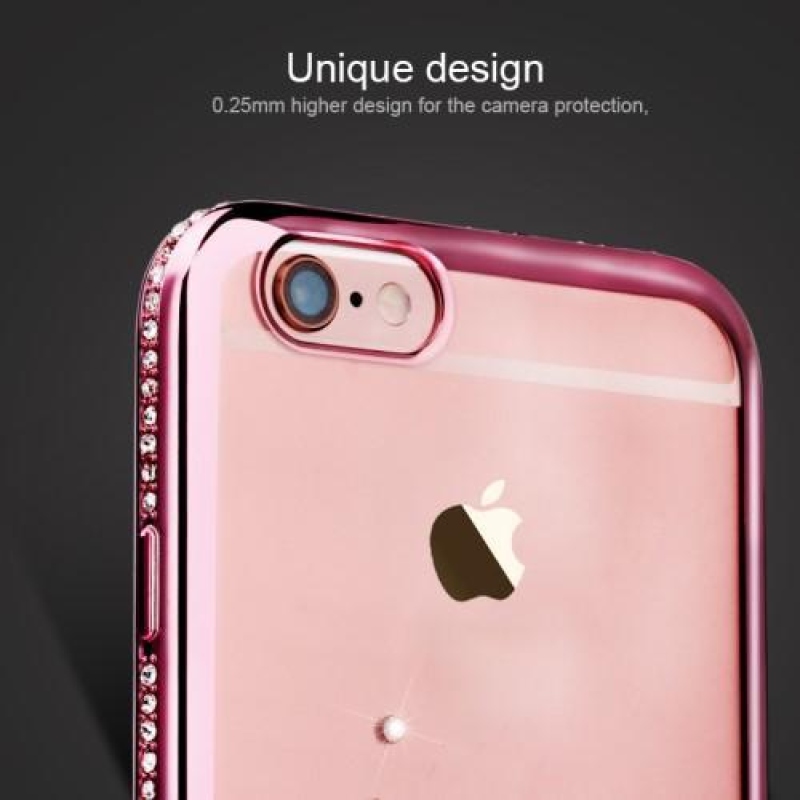 Xin gelový obal s krystaly na iPhone 6s Plus a 6 Plus - růžová mušle