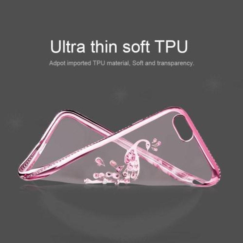Xin gelový obal s krystaly na iPhone 6s Plus a 6 Plus - růžová mušle