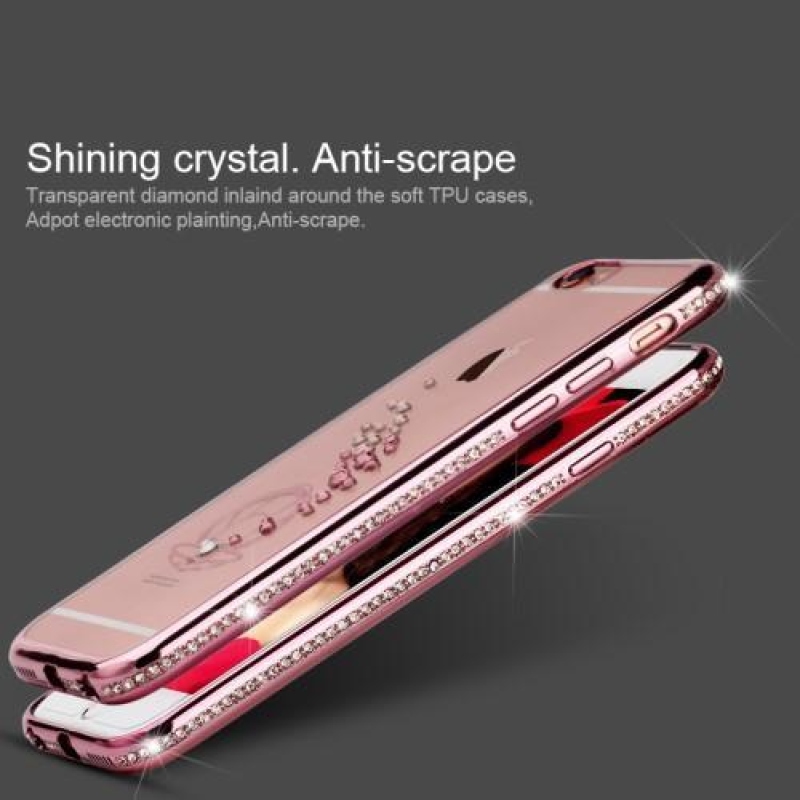 Xin gelový obal s krystaly na iPhone 6s Plus a 6 Plus - růžový páv