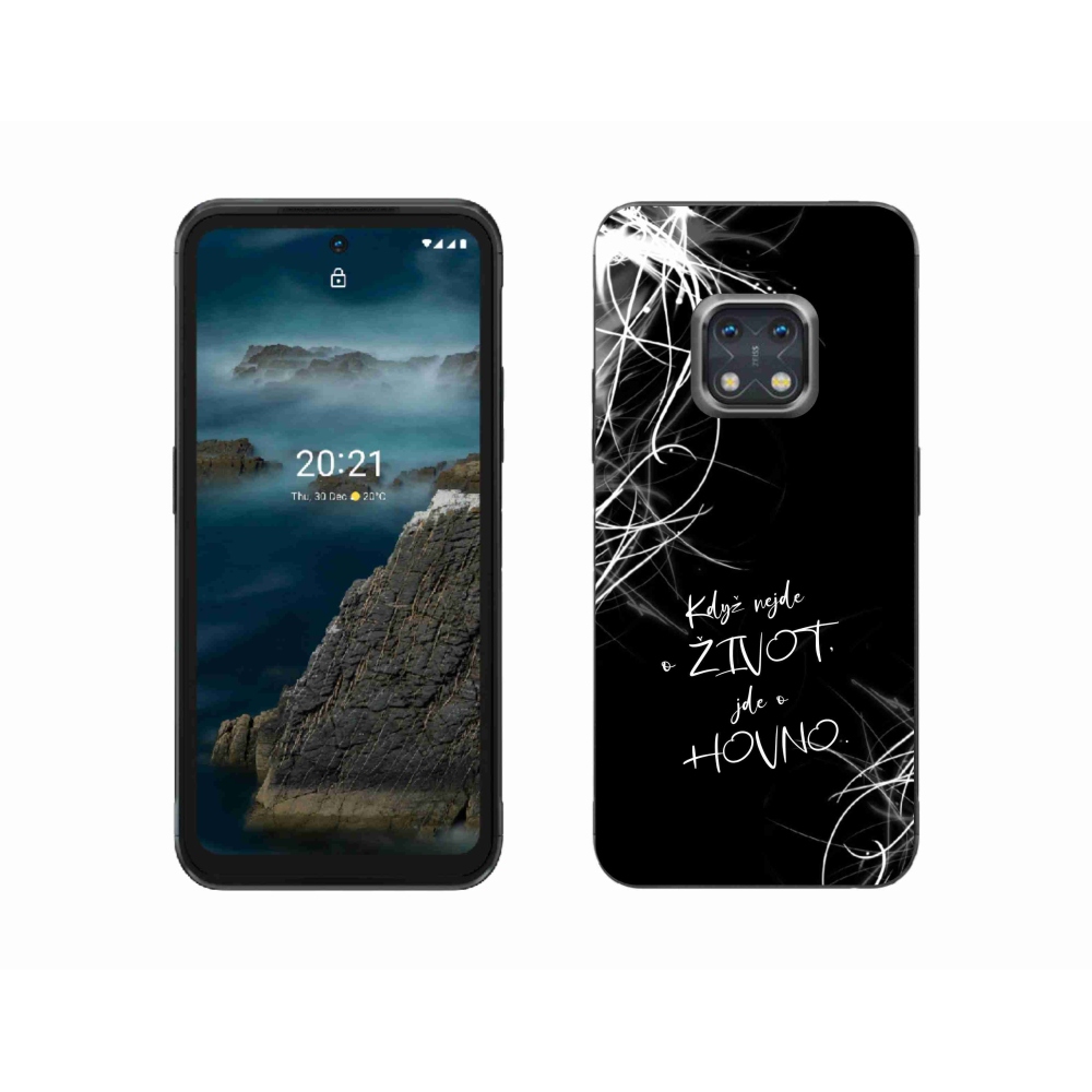 Gelový kryt mmCase na Nokia XR20 - vtipný text 16 černé pozadí