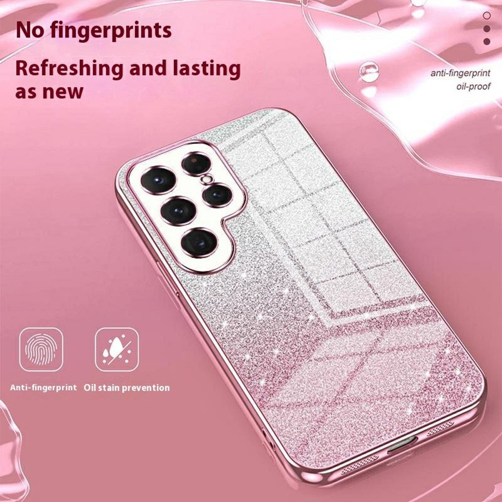 Cut gelový třpytivý obal na Samsung Galaxy S25 Ultra - růžový