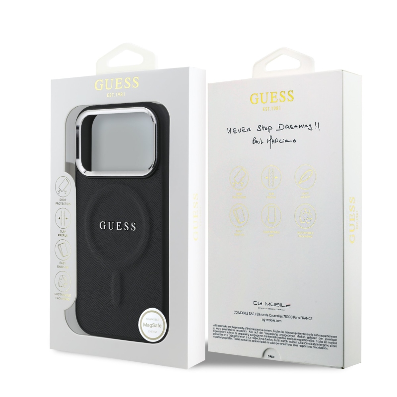 Guess PU Saffiano MagSafe Zadní Kryt pro iPhone 17 Pro Black