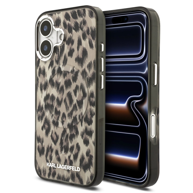 Karl Lagerfeld IML Leopard MagSafe Zadní Kryt pro iPhone 17 Brown