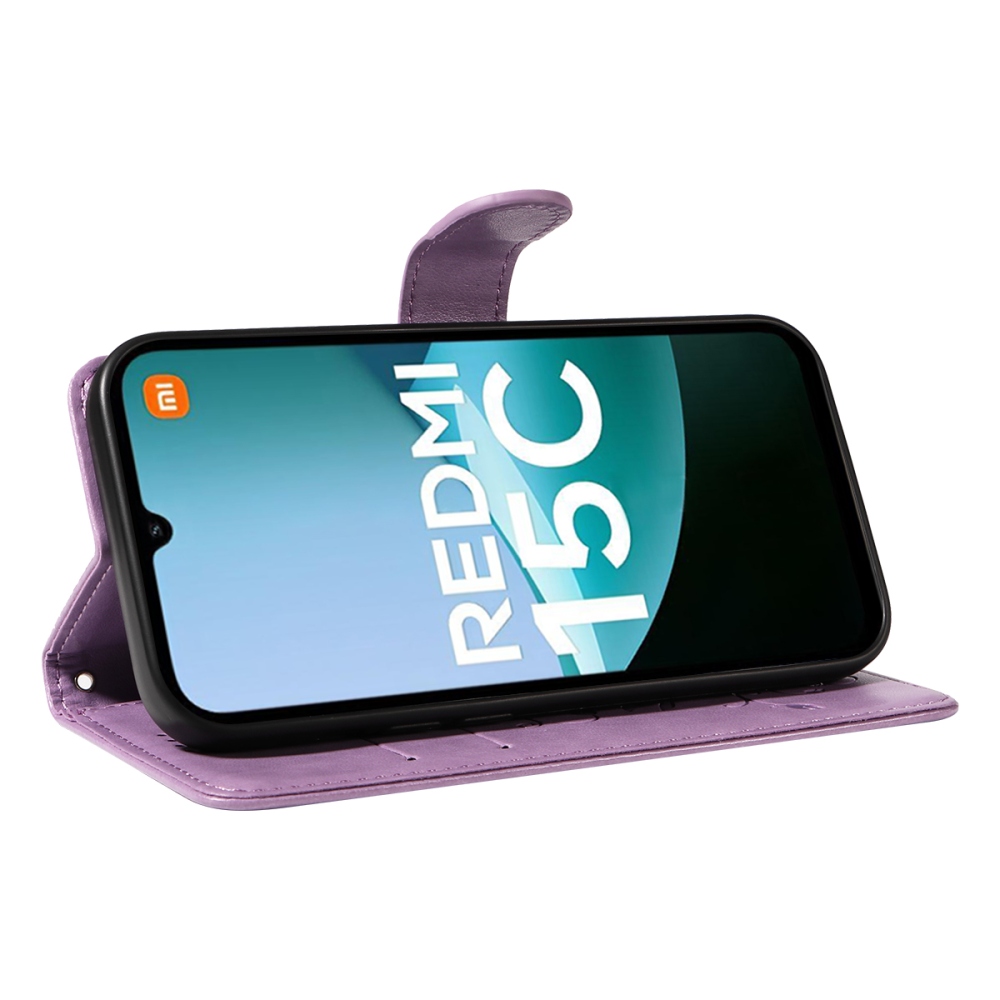 Flowers knížkové pouzdro na Xiaomi Redmi 15C 4G/5G (173mm) - světlefialové