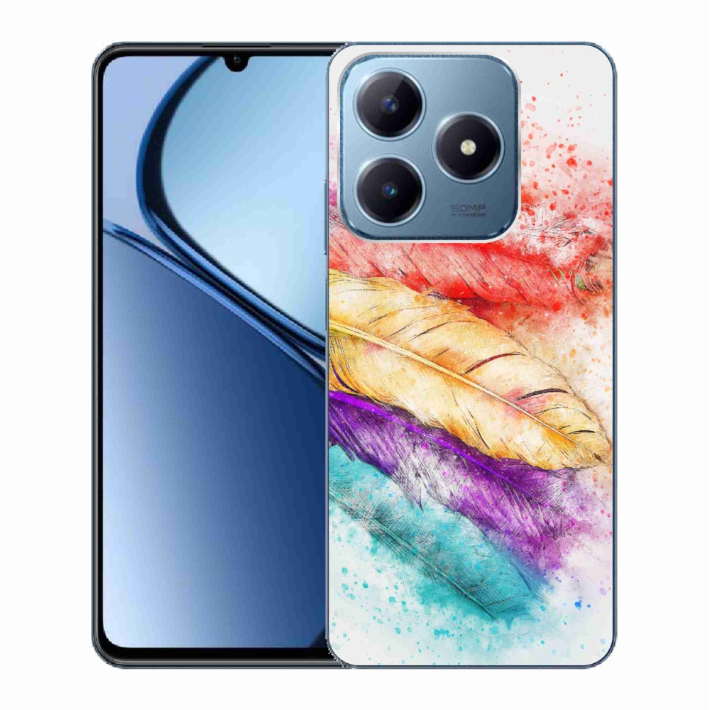 Gelový kryt mmCase na Realme C63 - barevné peří