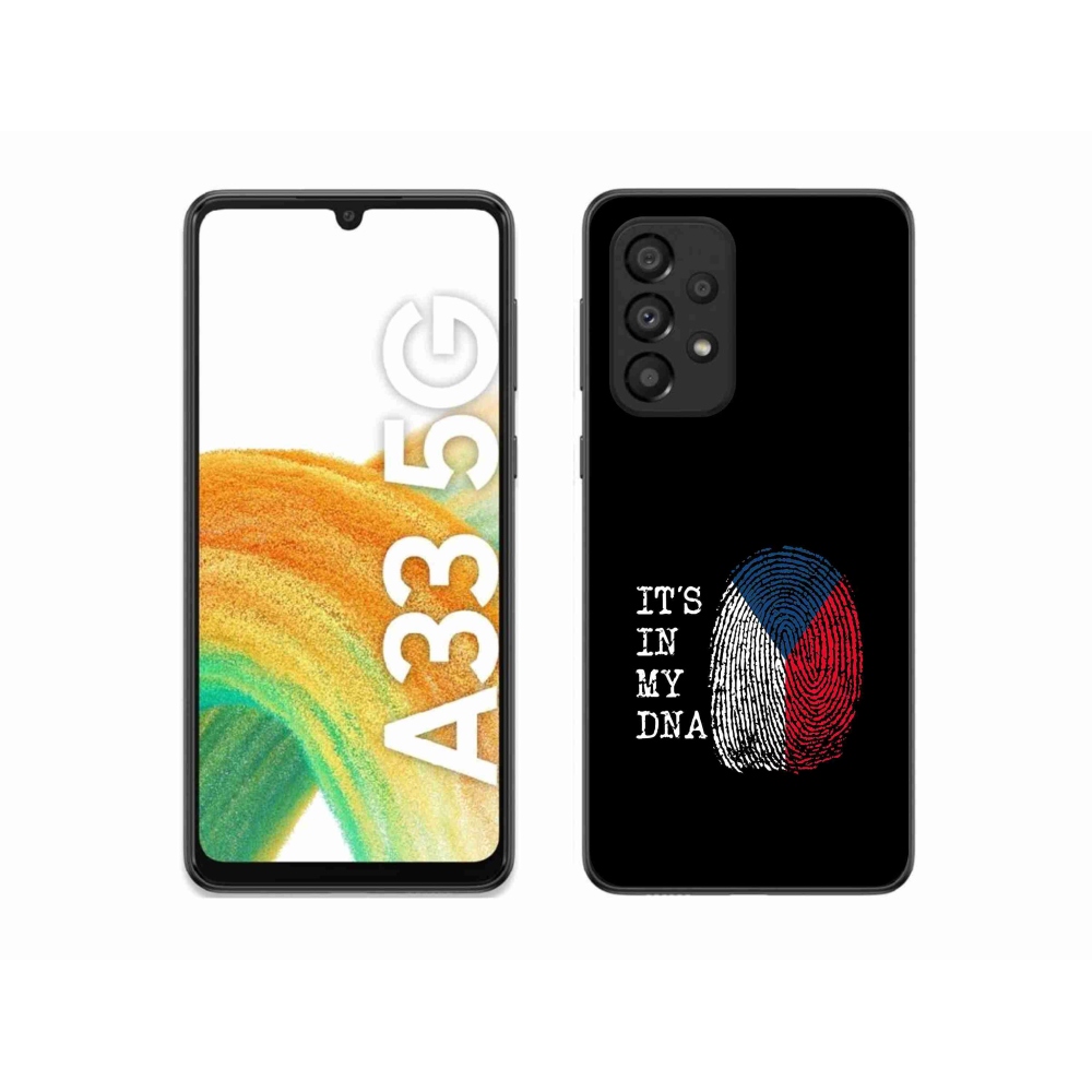 Gelový kryt mmCase na Samsung Galaxy A33 5G - vlajka otisk prstu černé pozadí