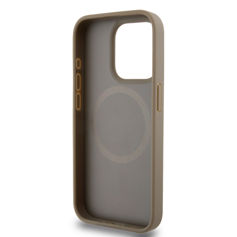 DKNY PU Leather Repeat Pattern Bottom Stripe MagSafe Zadní Kryt pro iPhone 13 Pro Brown