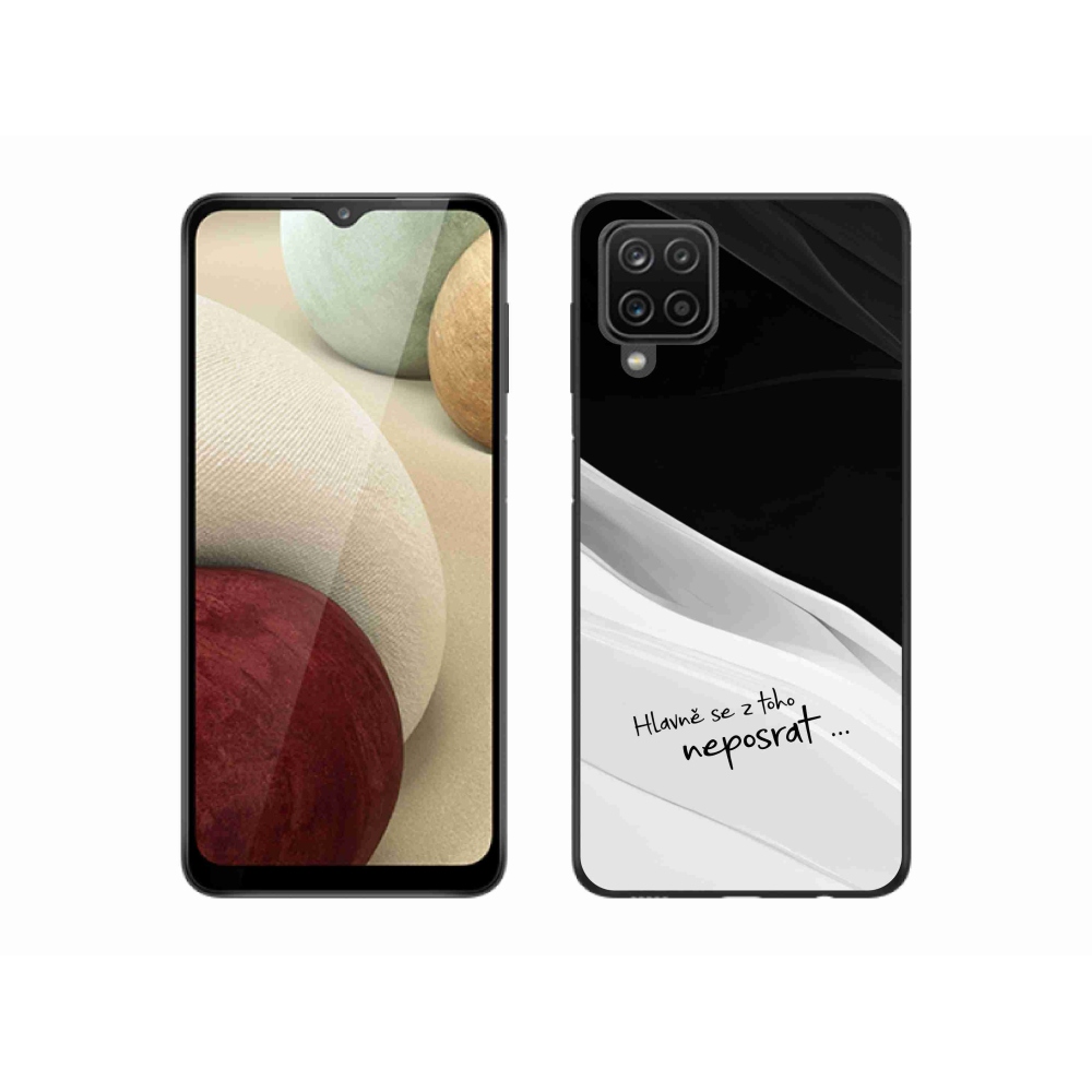 Gelový kryt mmCase na Samsung Galaxy A12 - vtipný text 13 bíločerné pozadí