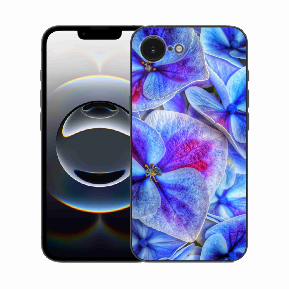 Gelový kryt mmCase na iPhone 16e - modré květy 1