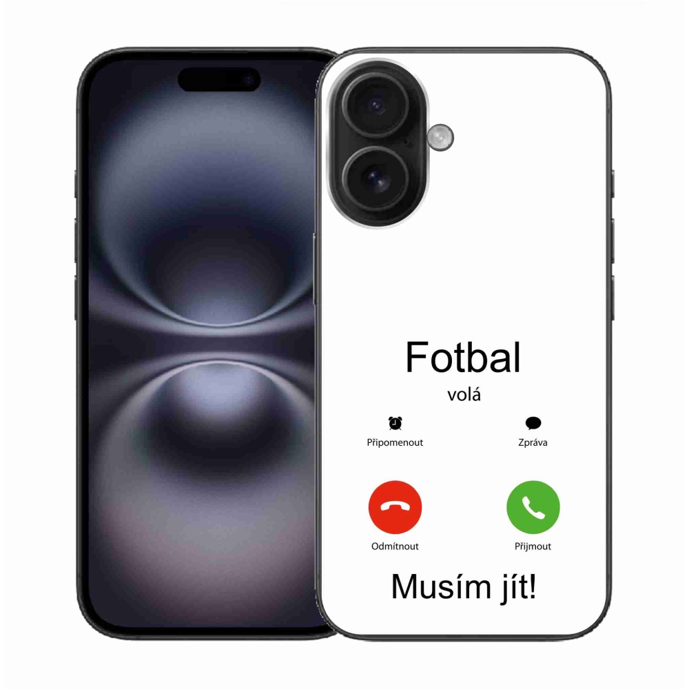 Gelový kryt mmCase na iPhone 16 - fotbal volá bílé pozadí