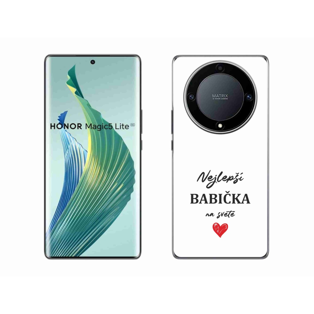 Gelový kryt mmCase na Honor Magic 5 Lite 5G - nejlepší babička 1 bílé pozadí