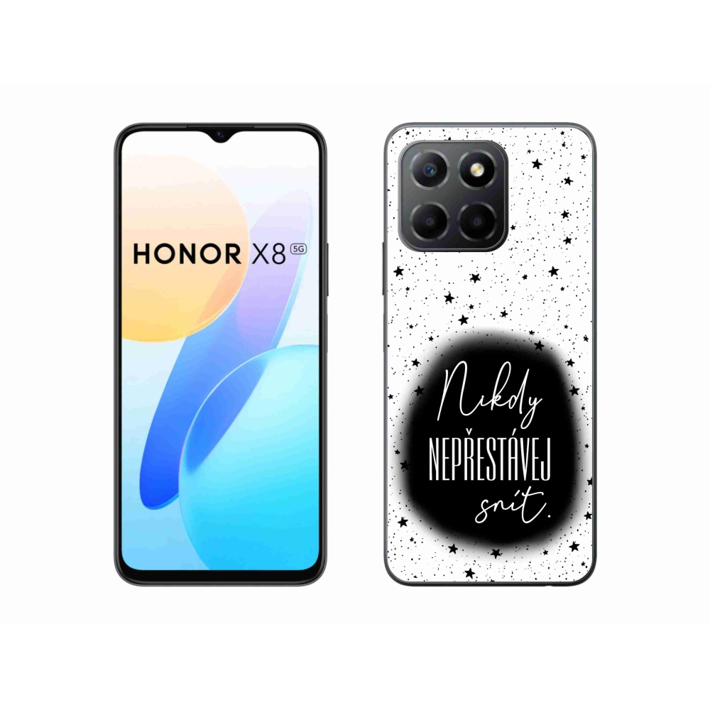 Gelový kryt mmCase na Honor X8 5G/Honor 70 Lite 5G - citát 1 černobílé pozadí