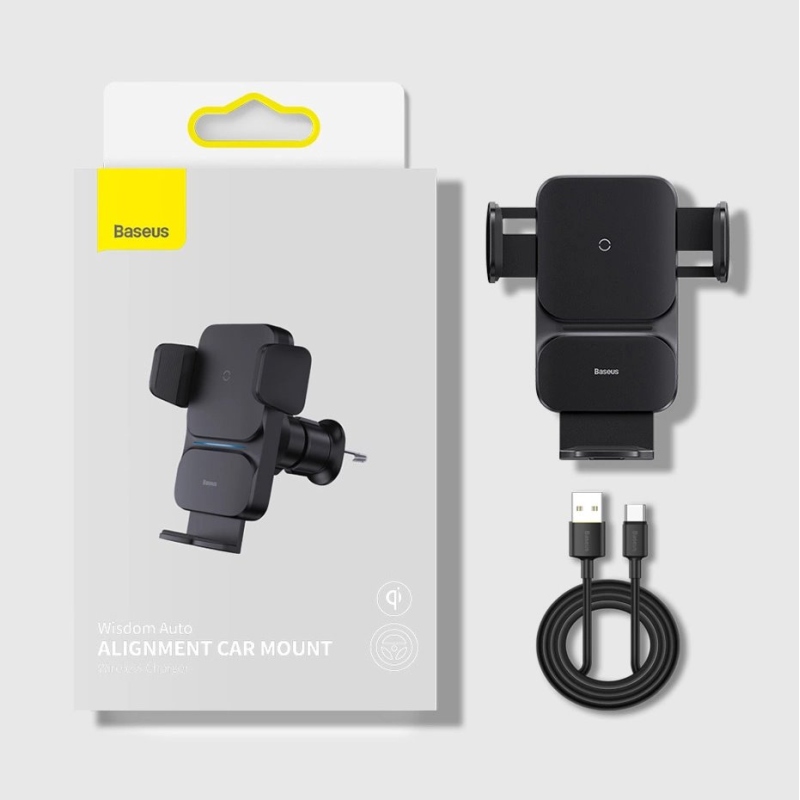 Baseus Wisdom Auto Alignment Držák do Auta s Bezdrátový nabíjením 15W (Air Outlet) Black