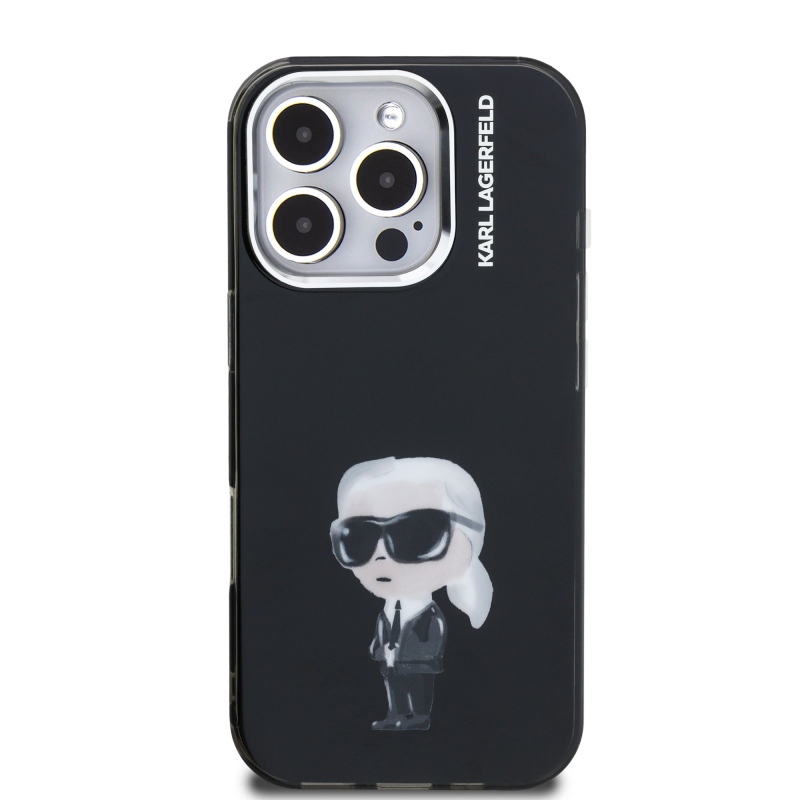 Karl Lagerfeld IML Aquarelle Karl Zadní Kryt pro iPhone 16 Pro Black