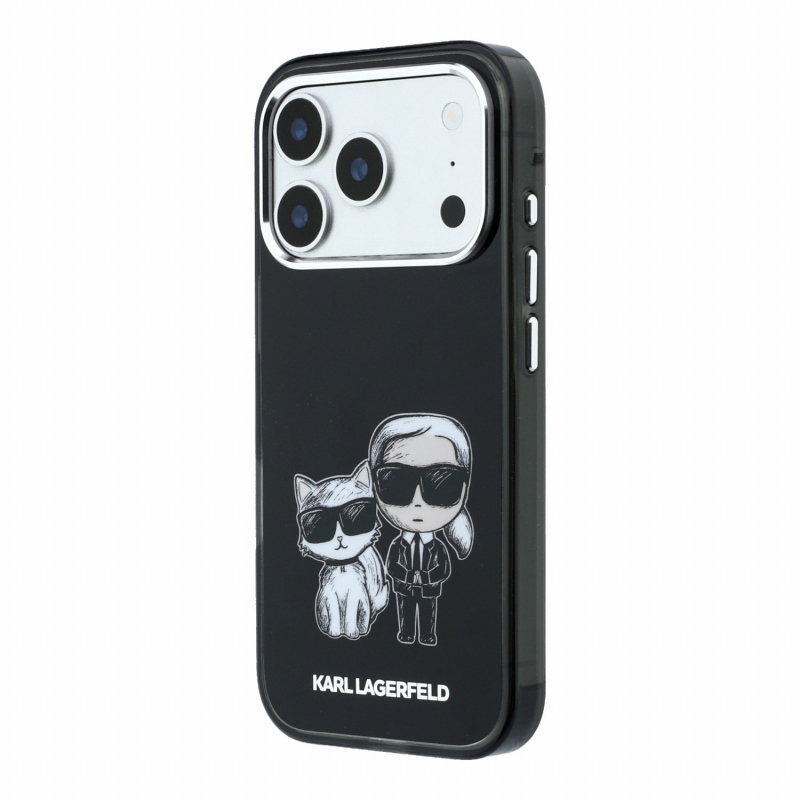 Karl Lagerfeld PU Semi Wrap Smooth Sketch Bodies Magsafe Zadní Kryt pro iPhone 18 Pro Black