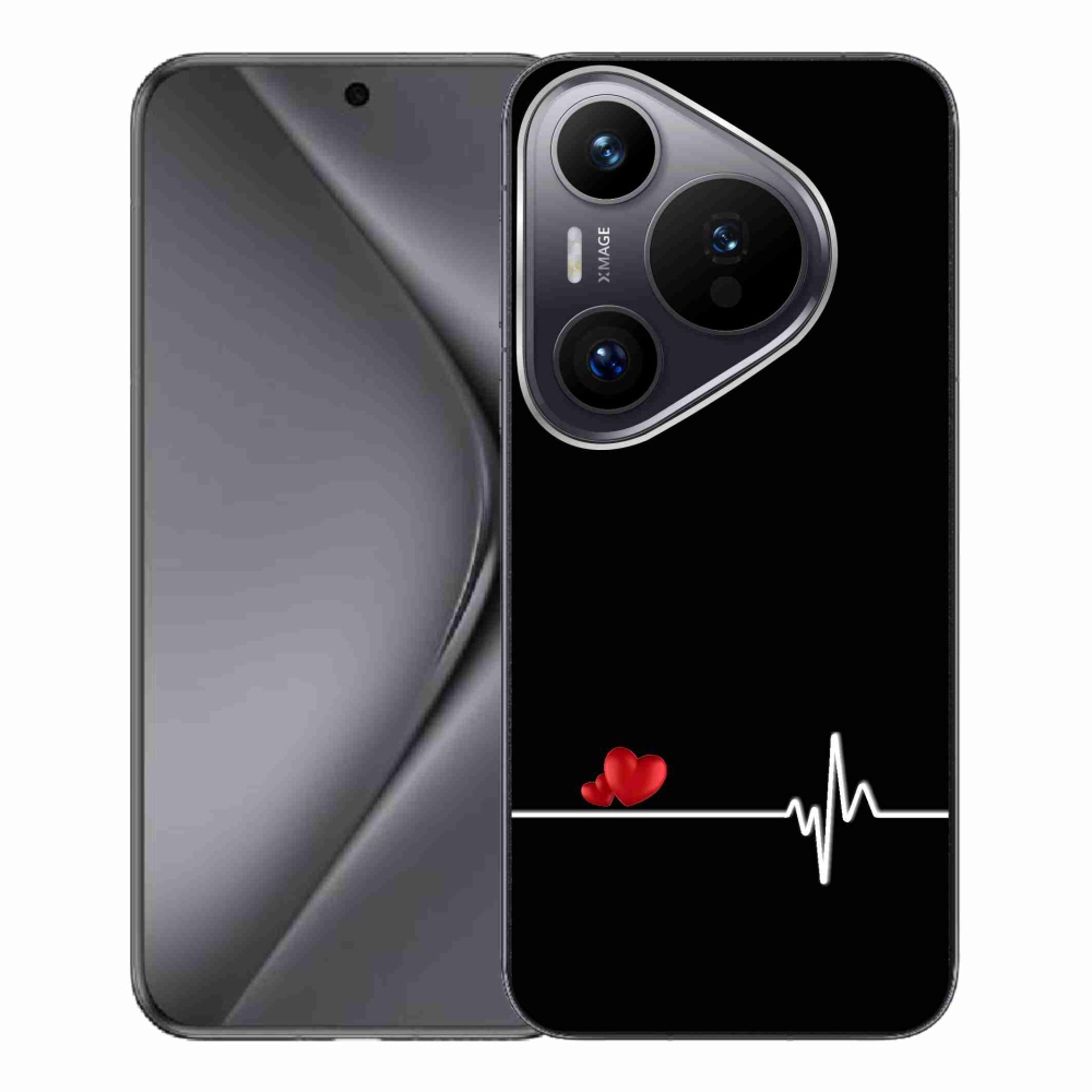 Gelový kryt mmCase na Huawei Pura 70 Pro - srdce a tep černé pozadí