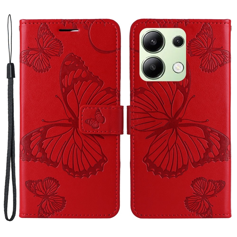 Big Butterfly knížkové pouzdro na Xiaomi Redmi Note 13 - červené