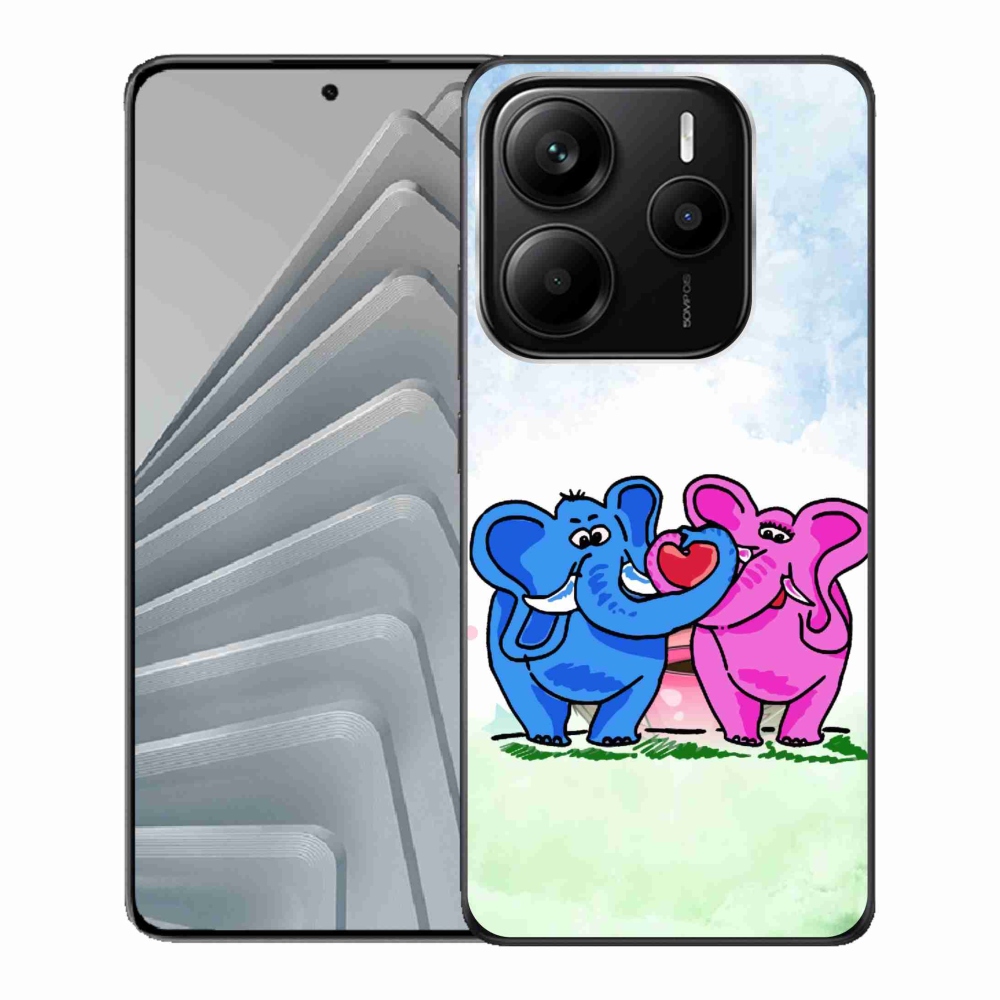 Gelový kryt mmCase na Xiaomi Redmi Note 14 5G - zamilovaní sloni