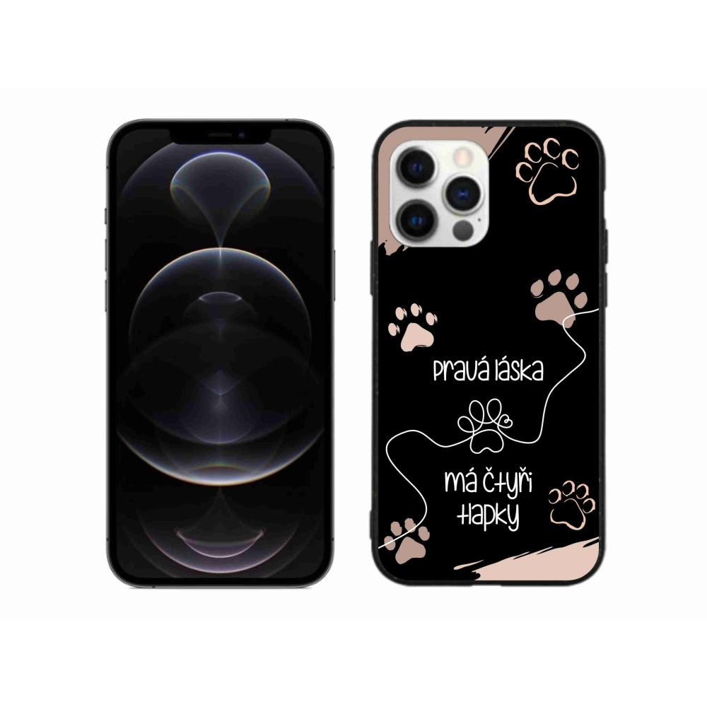 Gelový kryt mmCase na iPhone 12 Pro Max - psí motiv 1 černé pozadí