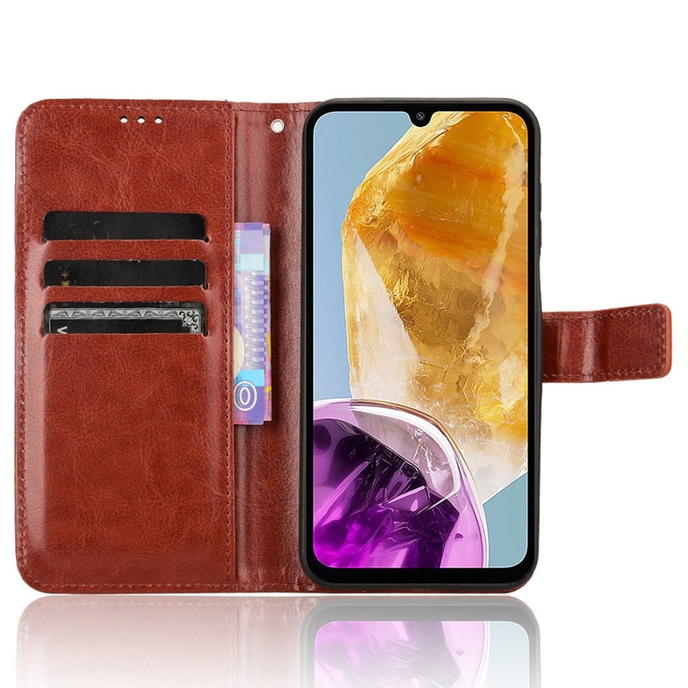 Crazy knížkové pouzdro na Samsung Galaxy M15 5G - hnědé