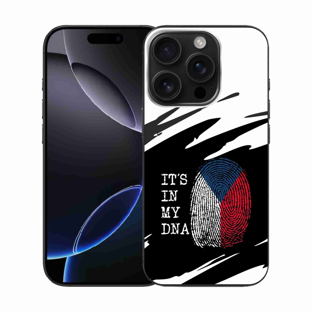 Gelový kryt mmCase na iPhone 16 Pro - vlajka otisk prstu černobílé pozadí