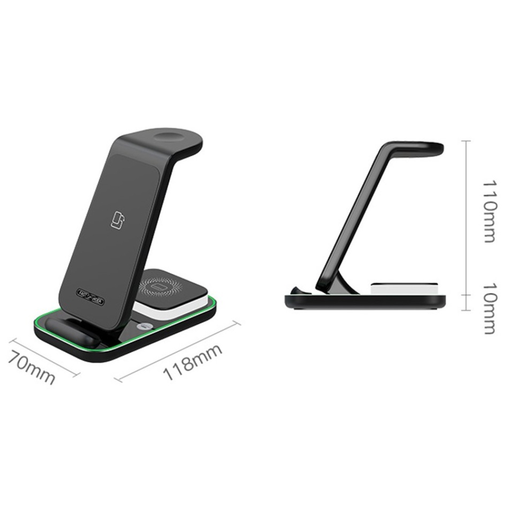 YF-A6 bezdrátová nabíjecí stanice 3v1 15W s nočním světlem - bílá