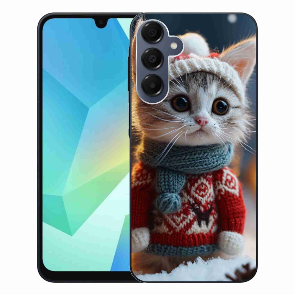 Gelový kryt mmCase na Samsung Galaxy A16 4G/5G - kotě ve svetru