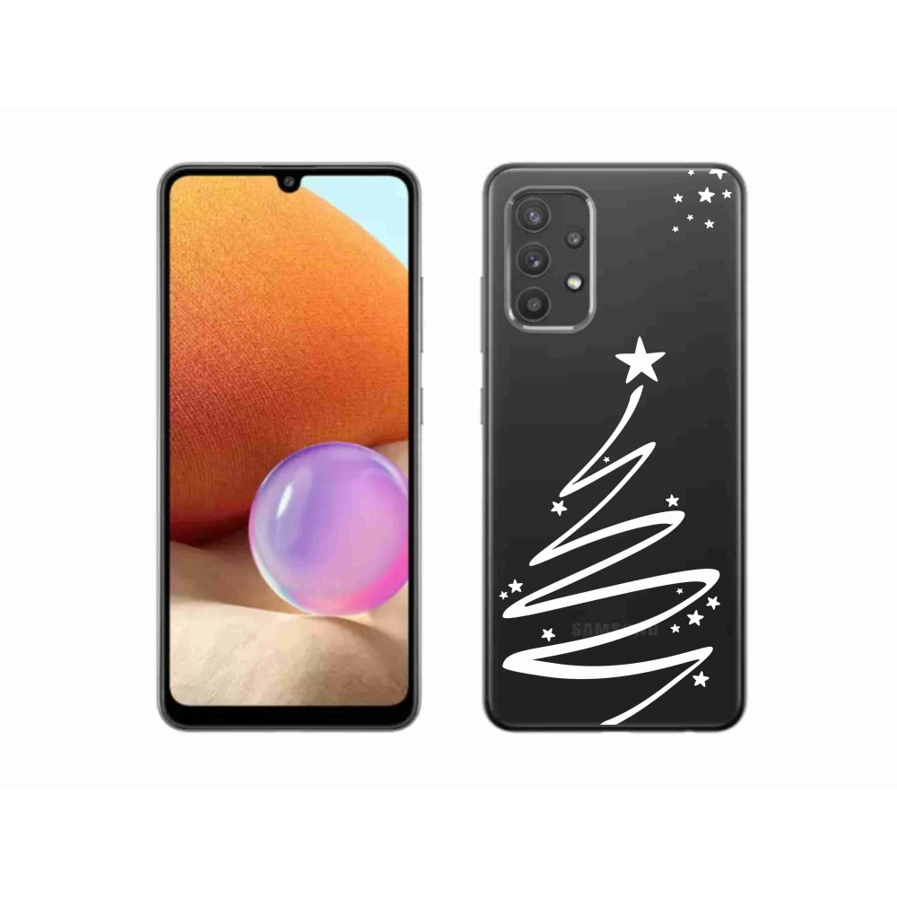 Gelový kryt mmCase na Samsung Galaxy A32 4G - bílý stromeček na průhledném pozadí