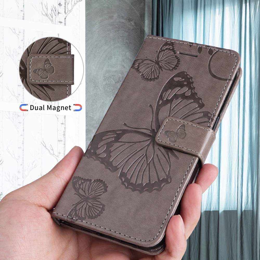 Big Butterfly knížkové pouzdro na Realme 14 Pro+ 5G - šedé