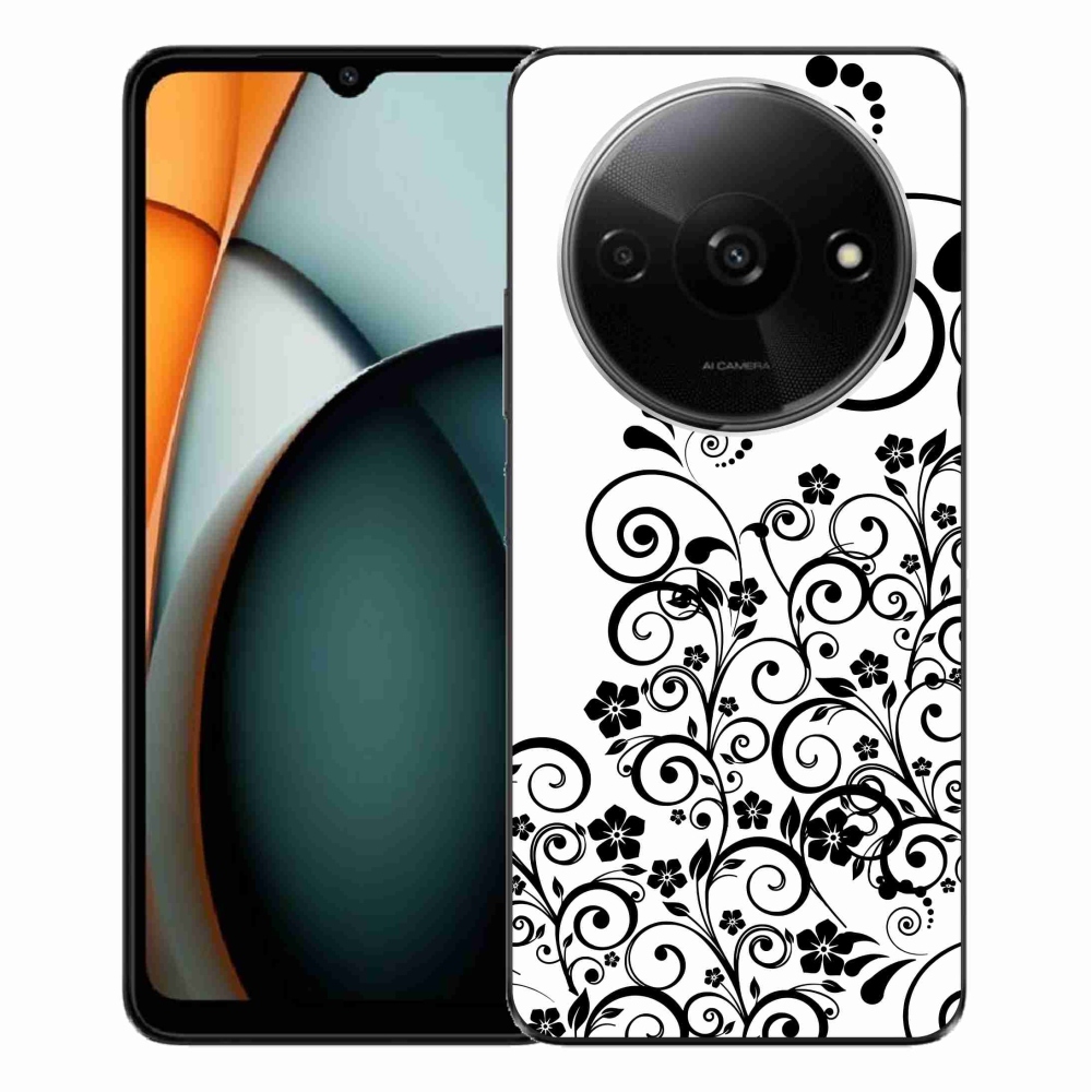 Gelový kryt mmCase na Xiaomi Redmi A3 - černobílé květinové vzory