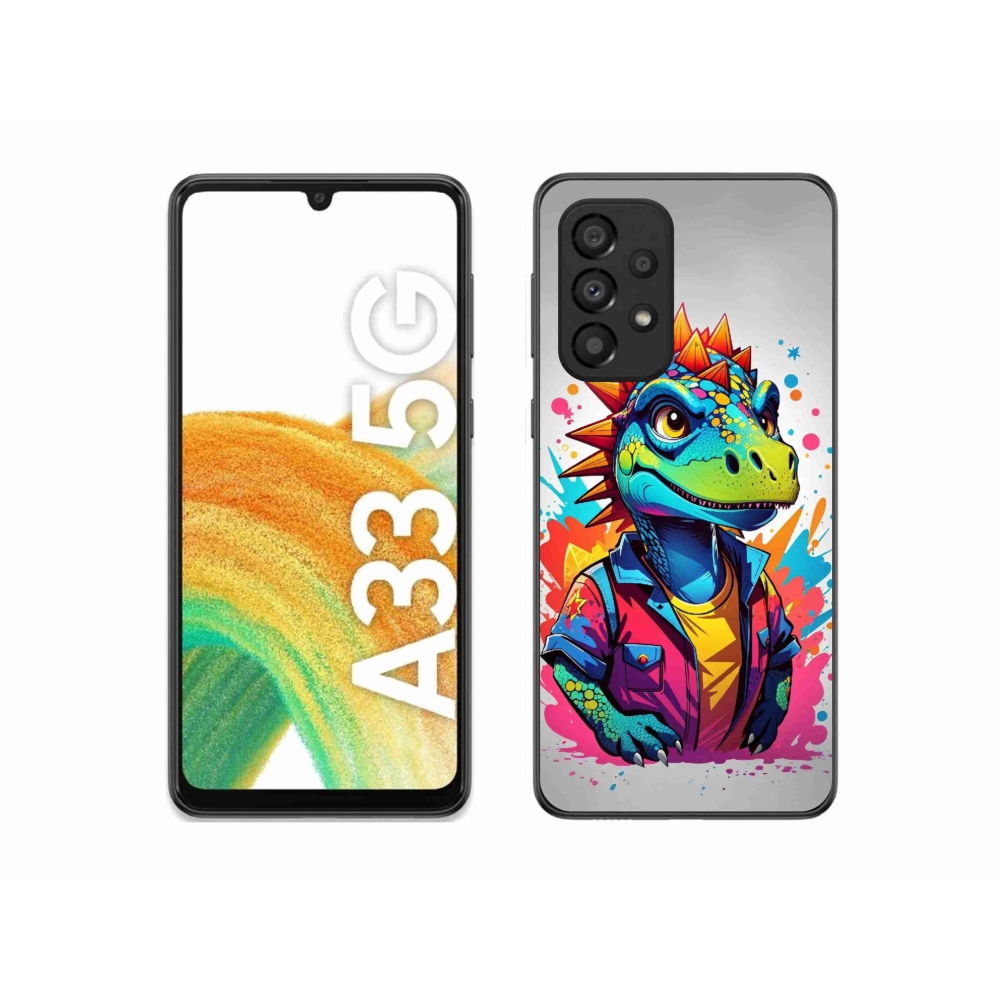 Gelový kryt mmCase na Samsung Galaxy A33 5G - barevný dinosaurus