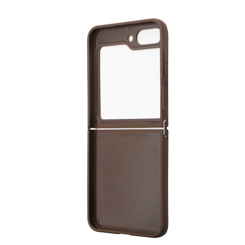 Guess 4G PU Leather Triangle Zadní Kryt pro Samsung Galaxy Z Flip 5 Brown