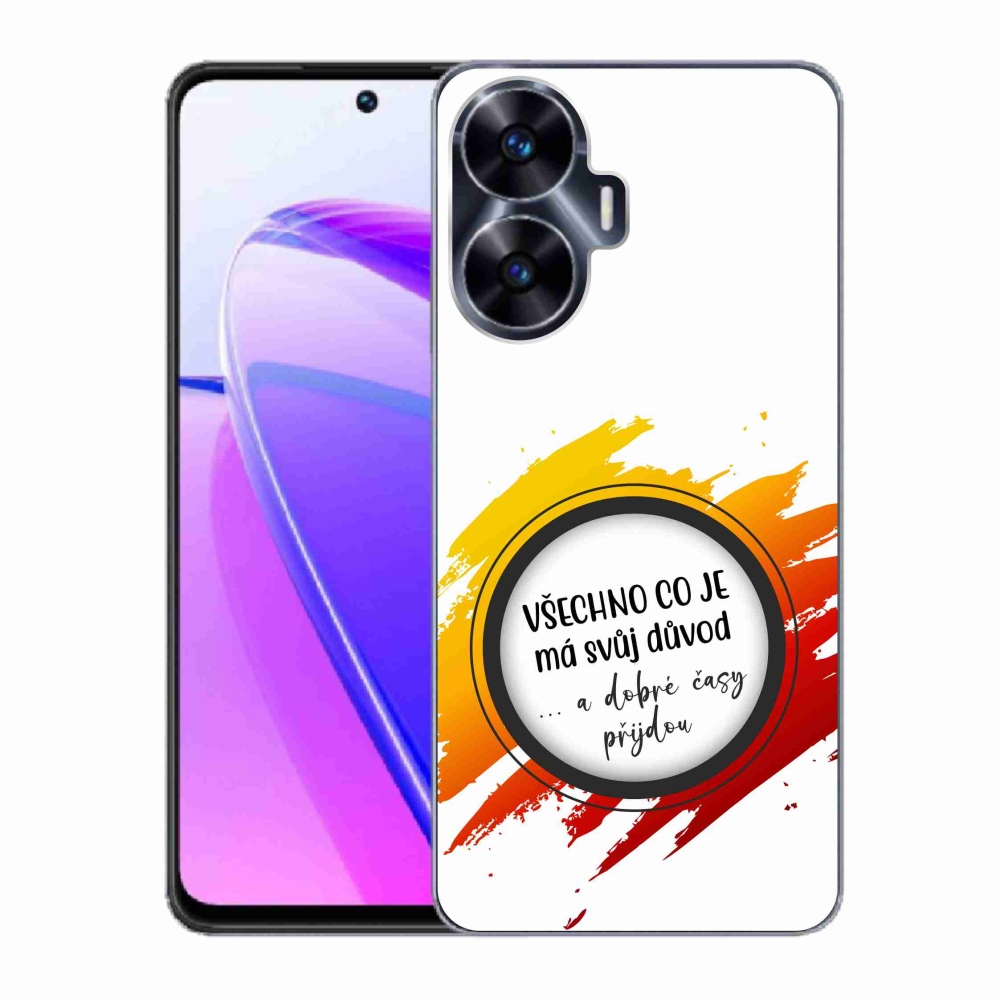 Gelový kryt mmCase na Realme C55 - citát 3 bílé pozadí