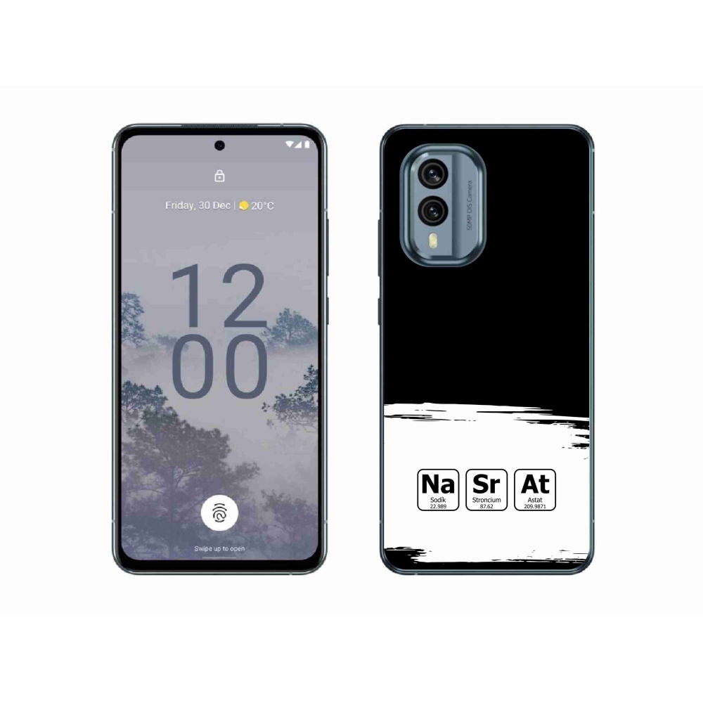 Gelový kryt mmCase na Nokia X30 5G - chemické prvky bíločerné pozadí