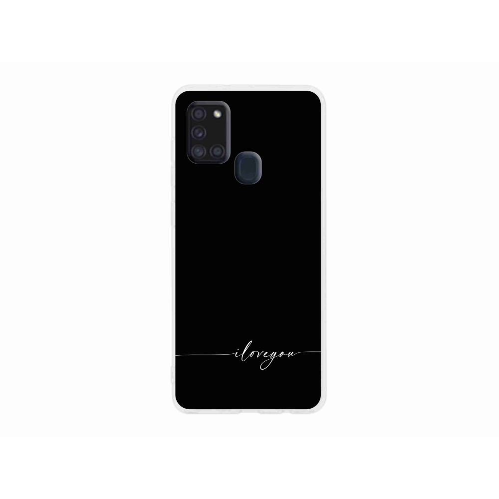 Gelový kryt mmCase na Samsung Galaxy A21s - I love you černé pozadí
