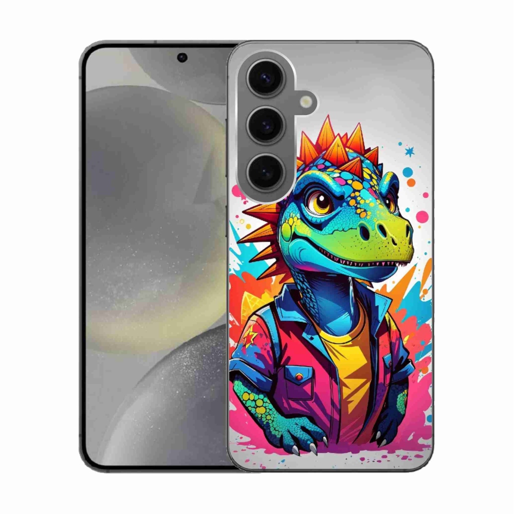 Gelový kryt mmCase na Samsung Galaxy S24 - barevný dinosaurus