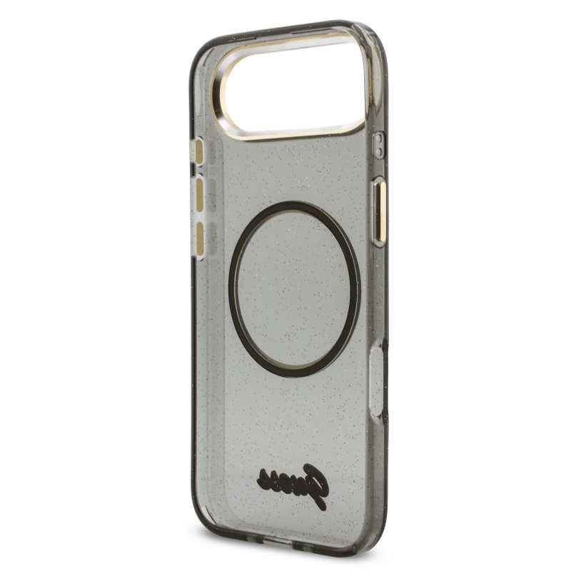Guess IML Glitter Script Strap MagSafe Zadní Kryt pro iPhone Air Black