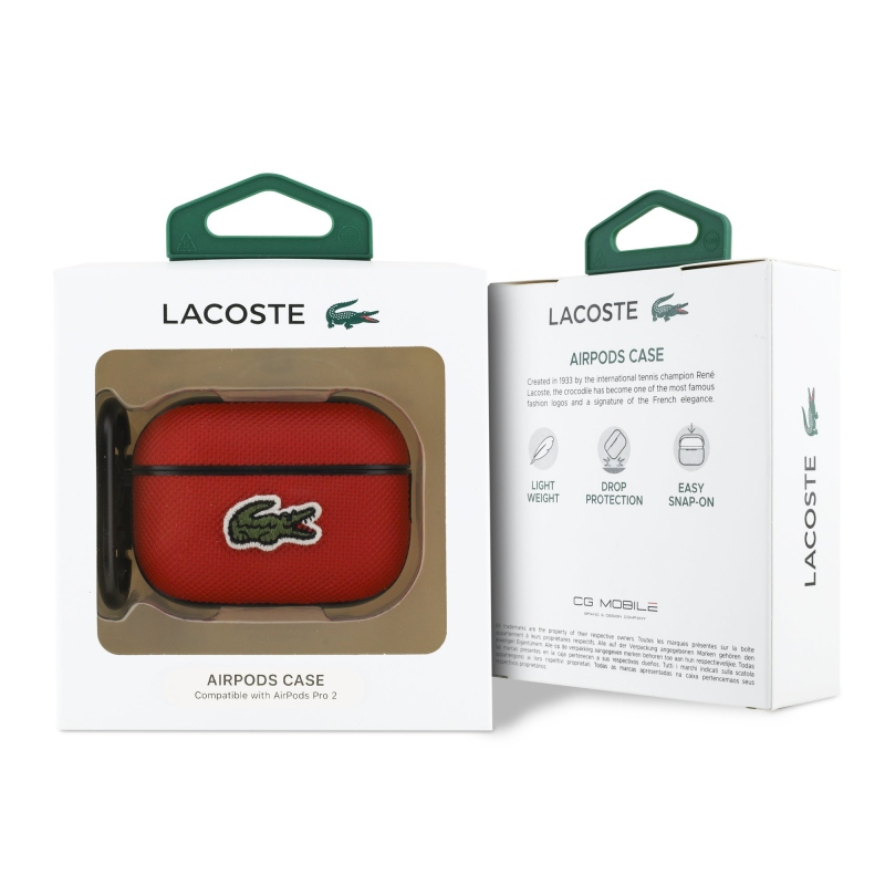 Lacoste Petit Pique Croc Logo Patch Pouzdro pro AirPods Pro 2 Red