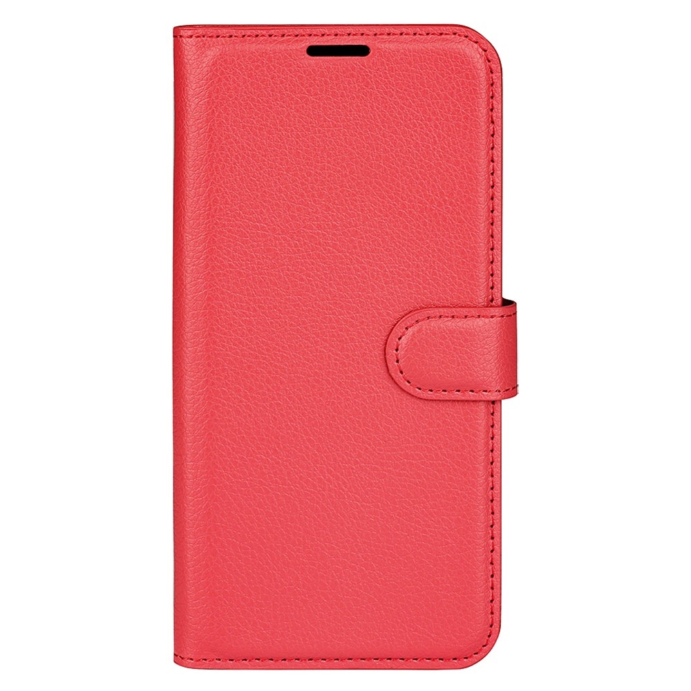 Litchi knížkové pouzdro na Samsung Galaxy S25+ - červené