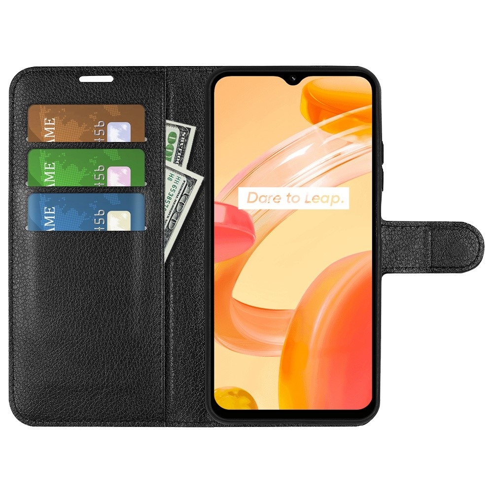 Litchi knížkové pouzdro na Realme C30 - černé