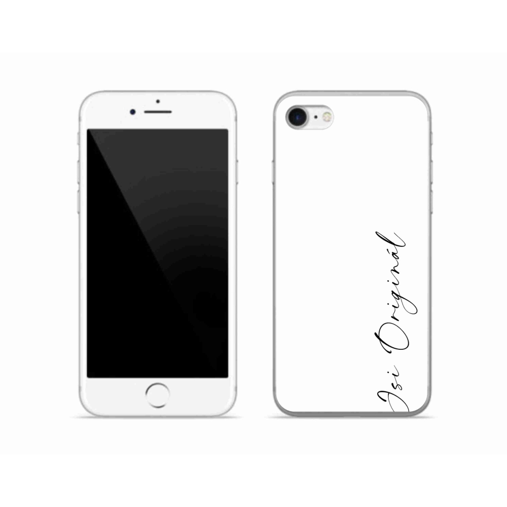 Gelový kryt mmCase na iPhone SE (2022) - jsi originál bílé pozadí