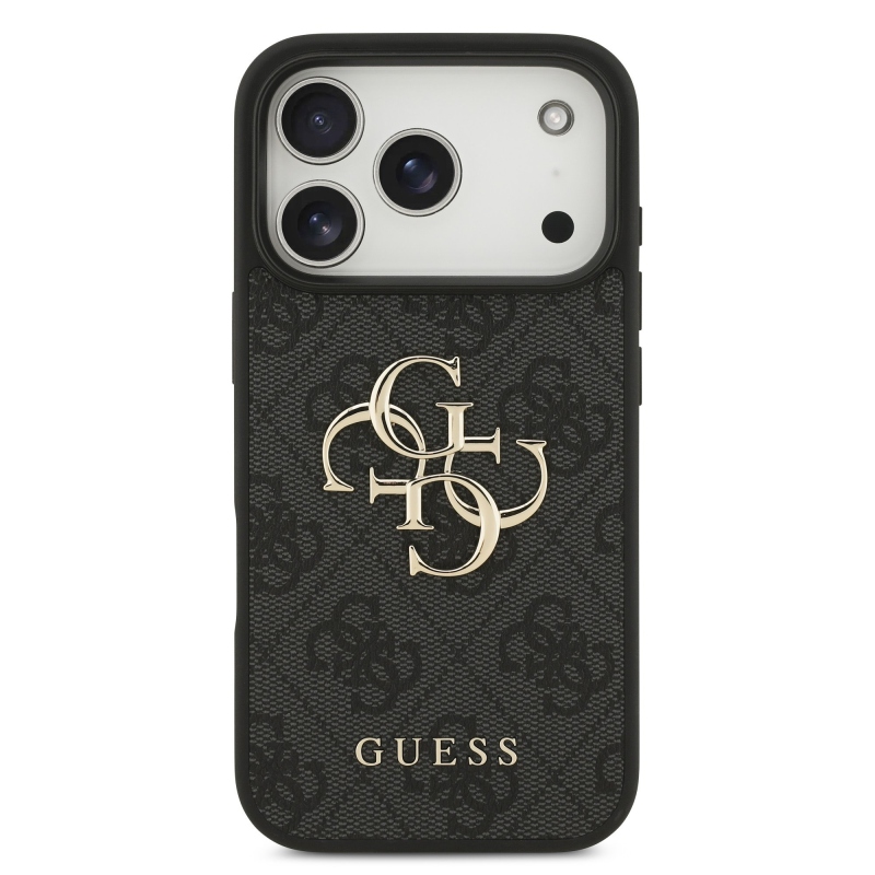 Guess PU 4G Metal Logo Zadní Kryt pro iPhone 17 Pro Grey
